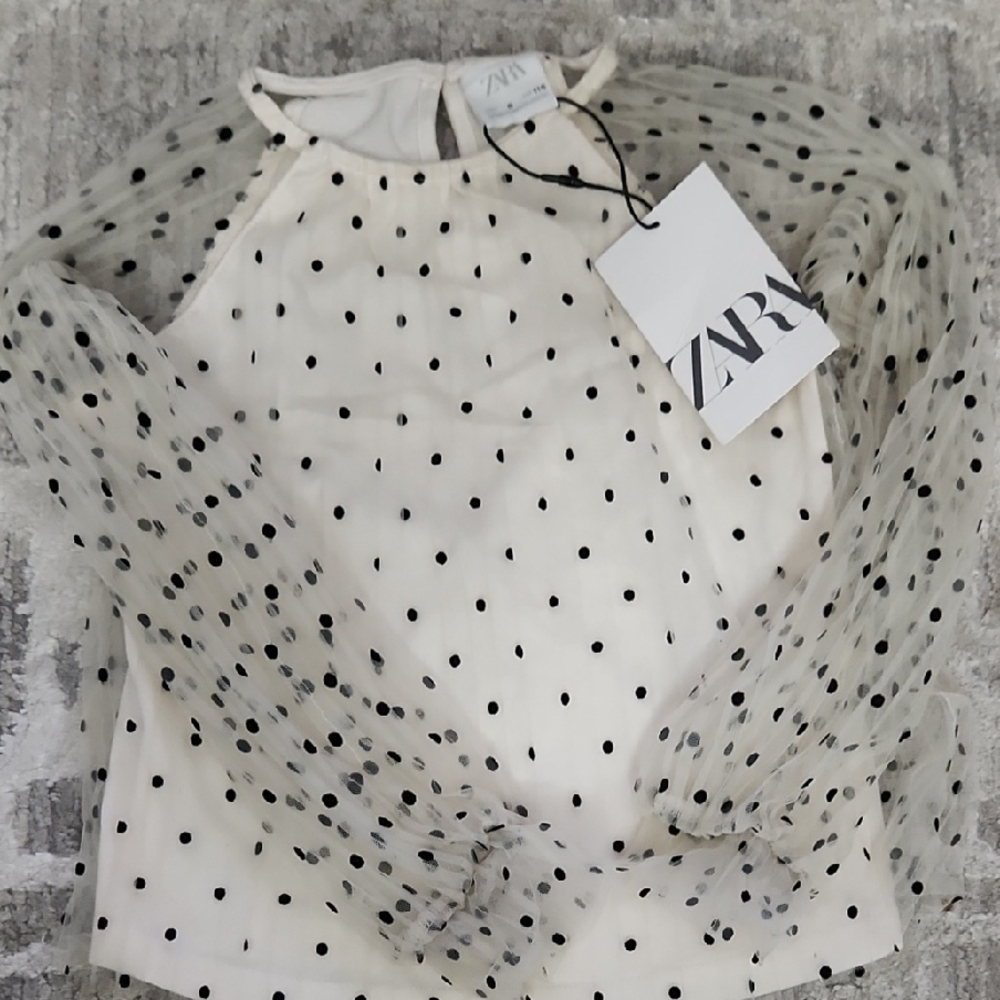 Zara Cream Polka Dot Women's Top